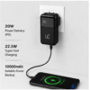 UC Urban Case PB-08 Foldable Plug-in Power Bank 10000mAh | 22.5W Fast Charging | Built-in AC Plug | USB-C & Lightning Cable | PD 20W