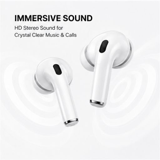 UC Urban Case UC Pods 2nd Generation TWS Earbuds | Bluetooth 5.3 | Type-C Fast Charging | 48 Hours Playback | ENC Stereo Sound | Touch Control | White