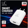 UC Urban Case TC-5 18W Smart Charger | 3.4A Fast Charging USB Wall Adapter | USB-A Power Adapter | White