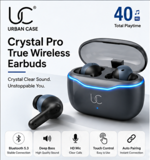 UC Urban Case Crystal Pro True Wireless Earbuds | Bluetooth 5.3 | 40H Battery Backup | HD Stereo Sound | Smart Touch Control | Crystal Grey