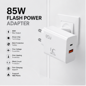 grid-piece-1-1-4.png UC Urban Case 85W Flash Power Adapter | USB-C PD + USB-A Fast Charger | SuperVOOC, QC & PD Support | Dual Port Wall Charger | White