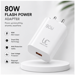 grid-piece-1-1-5.png UC Urban Case 80W Flash Power Adapter | USB-A Fast Charger | SuperVOOC, Flash Charge & QC Support | Compact Fast Charging Wall Adapter | White