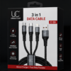 UC Urban Case C-55 3-in-1 Fast Charging Data Cable | USB-A to USB Type-C, Lightning & Micro USB | 65W + 27W Fast Charging | Nylon Braided | Black