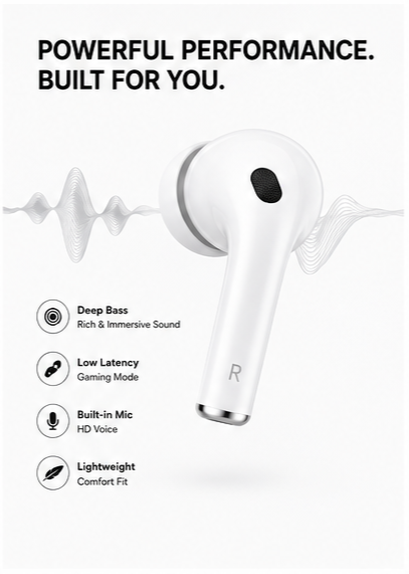 UC Urban Case UC-PRO2 ANC True Wireless Earbuds | Bluetooth 5.6 | Active Noise Cancellation | 48 Hours Playback | USB Type-C Fast Charging | HD Calling | White