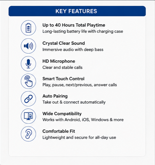 UC Urban Case Crystal Pro True Wireless Earbuds | Bluetooth 5.3 | 40H Battery Backup | HD Stereo Sound | Smart Touch Control | Crystal Grey