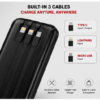 UC Urban Case PB-07 10000mAh Power Bank | LED Digital Display | Built-in USB Type-C, Lightning & Micro USB Cables | Dual USB Output | Portable Fast Charging | Black