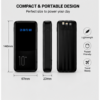 UC Urban Case PB-07 10000mAh Power Bank | LED Digital Display | Built-in USB Type-C, Lightning & Micro USB Cables | Dual USB Output | Portable Fast Charging | Black