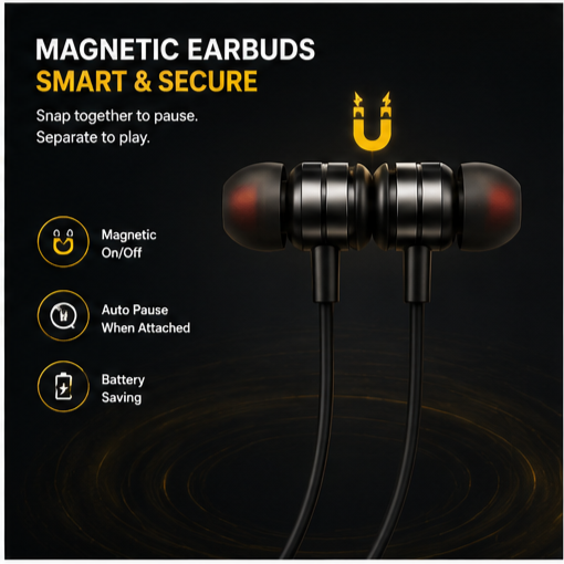 UC Urban Case Z3 Wireless Bluetooth Neckband | Bluetooth 5.4 | 60H Music Playback | 70H Talk Time | USB Type-C Fast Charging | Magnetic Earphones | Black