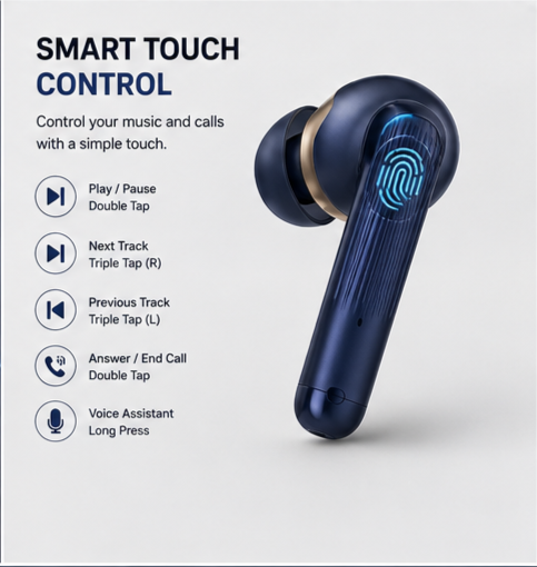 UC Urban Case Sky True Wireless Earbuds | Bluetooth 5.3 | 48H Battery Backup | HD Stereo Sound | Smart Touch Control | FREE Silicone Protective Case | Sky Blue