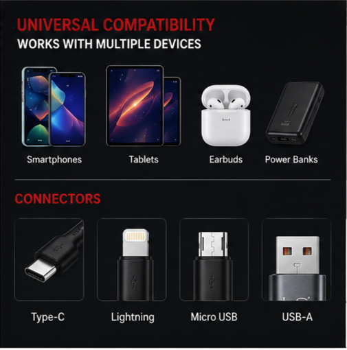 UC Urban Case C-55 3-in-1 Fast Charging Data Cable | USB-A to USB Type-C, Lightning & Micro USB | 65W + 27W Fast Charging | Nylon Braided | Black