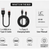 UC Urban Case UC-08 Nylon Braided USB-A to USB Type-C Fast Charging Cable | High-Speed Data Sync | Durable Braided Charging Cable | Black