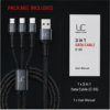 UC Urban Case C-55 3-in-1 Fast Charging Data Cable | USB-A to USB Type-C, Lightning & Micro USB | 65W + 27W Fast Charging | Nylon Braided | Black