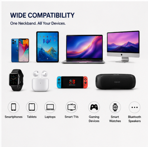 grid-piece-2-3-6.png UC Urban Case UBT-12 Wireless Bluetooth Neckband Earphones | 100H Playback | Bluetooth 5.4 | USB Type-C Fast Charging | Magnetic Earbuds | Black
